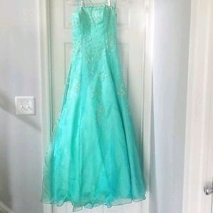 Formal Dress, Aqua, Beaded